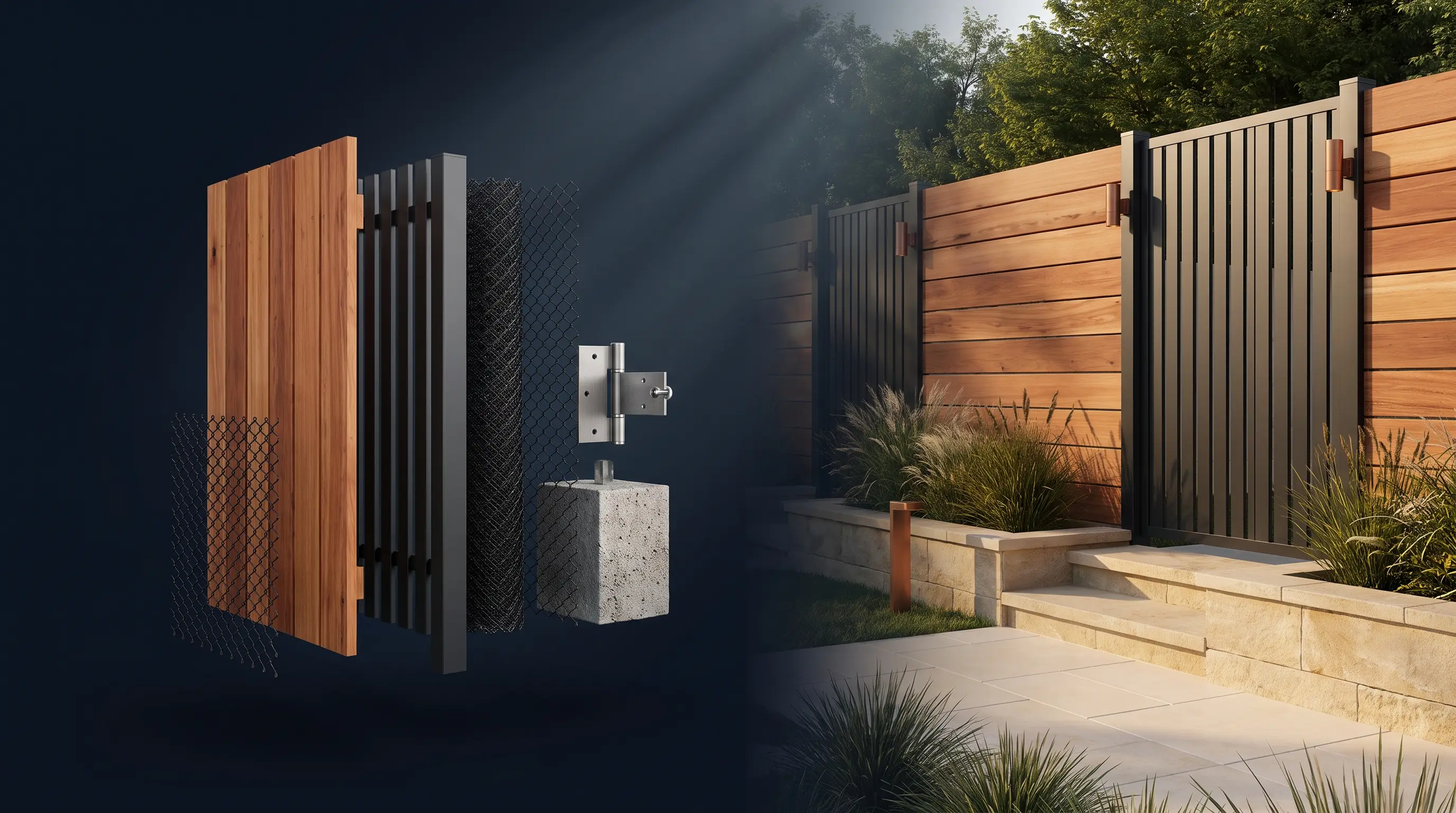 Architectural 3D study of premium residential fence materials